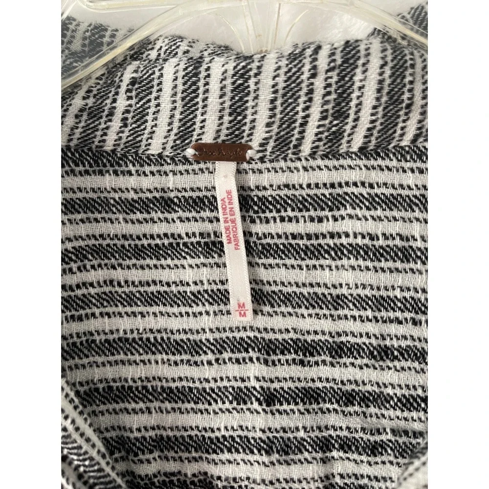 Free People Lust For Life Woman's Med Striped Twist Front Cropped Blouse Top